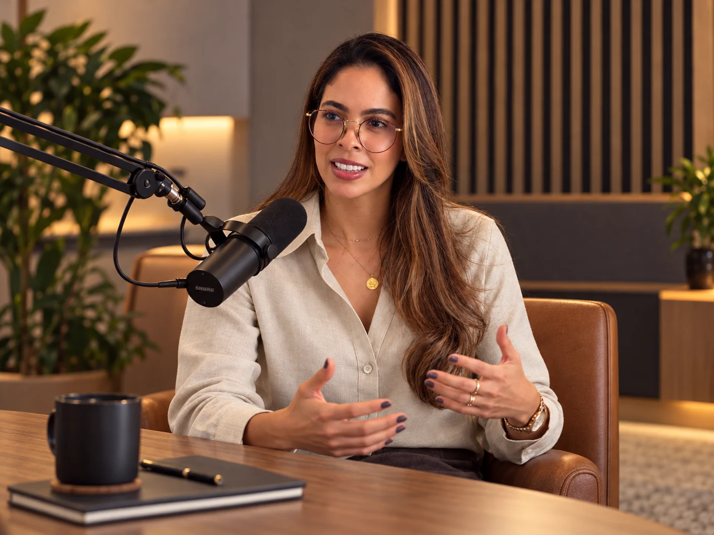 Grechel Teitelbaum frente al micrófono de Origen